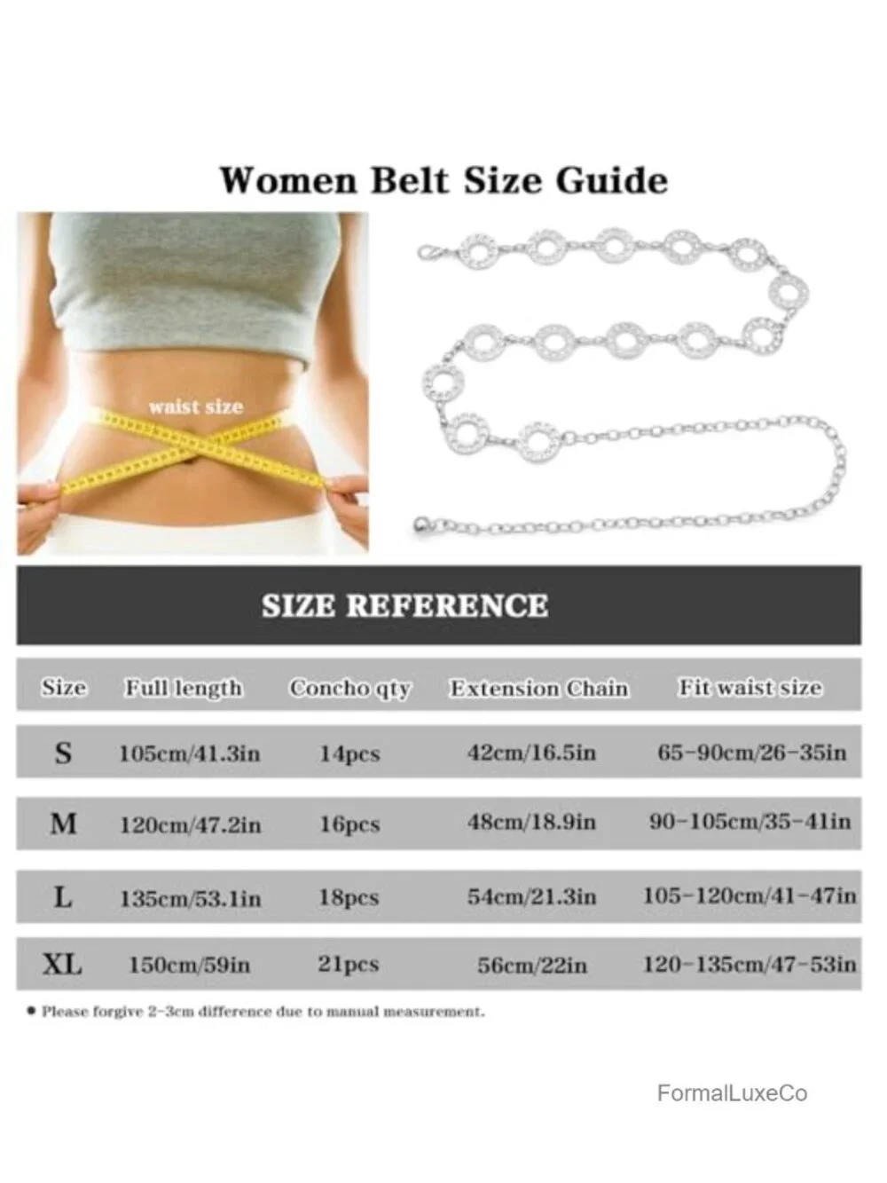 Rhinestone Chain Belt Metal Waist Chain for Dress Party